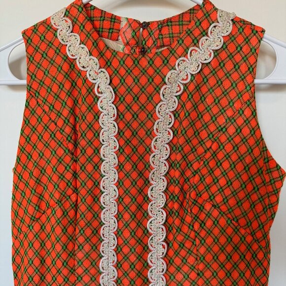 Vintage Orange Plaid Maxi Dress - Picture 2 of 5